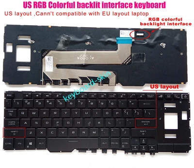 Teclado retroiluminado US RGB para ASUS ROG Zephyrus GX550 GX550L GX551 GX551Q GX551QS Foto 1 de 3