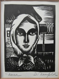 Regionalism Artist Dietrich Neufeld Linocut Print Russian Revolution Village Gal - Picture 1 of 9