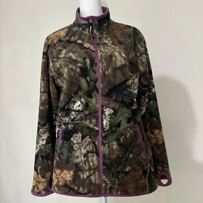 Suéter feminino Mossy Oak Fleece Shacket médio com zíper completo camuflado bolsos rosa - Imagem 1 de 4