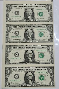 2009 USA $1 Uncut 4 in 1 (UNC) 1美元 4连体 No folder 如假包退 - Picture 1 of 5