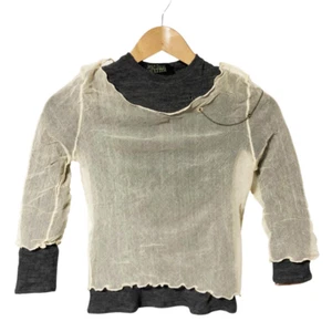 Maglia Jean Paul Gaultier maglia a strati dettaglio catena beige grigio taglia S - Foto 1 di 13