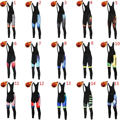 Miloto Men's Thermal Cycling Bib Tights Gel Padded Fleece Winter Cycling Bibs - Image 1 of 4