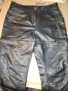 Harley Davidson leather pants men/women Sz 40/12/29 Black Preowned Embossed - Picture 1 of 10