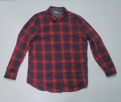 Lucky Brand Red Plaid Flannel Button Up Pocket Shirt Women' Large - Image 1 of 4