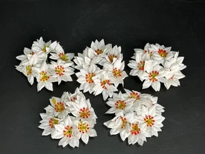 Set of 5 Vintage White Poinsettia Taper Candle Rings Christmas - Picture 1 of 2