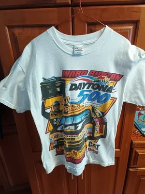 barrio burton. Daytona 500 ganador. Camiseta Bandera a Cuadros Mediana, Blanca 2002. Usado Foto 1 de 4