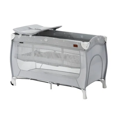 Hauck Sleep N Play Center Portable Travel Cot w/Bassinet & Playpen, Stars Grey - Image 1 of 4
