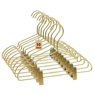 10 Pack 12.6" Baby Clothes Hangers with Clips Gold Non-Slip Space Saving - Image 1 of 4