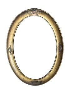 Antique Wood Oval Military Eagle Flag Picture Frame 23” - Picture 1 of 19