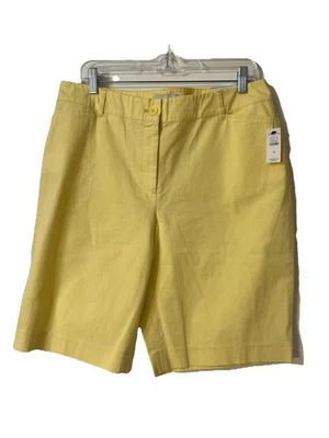 Bermudas Talbots para mujer 14 amarillas mezcla de algodón tiro alto botón delantero NUEVO Foto 1 de 4
