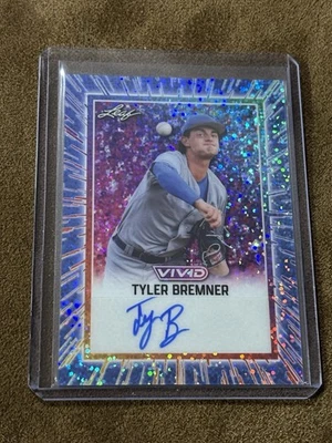 TYLER BREMNER 2025 LEAF VIVID BASEBALL AUTOGRAPH /6 BASE BLUE SPARKLES AUTO - Image 1 of 2