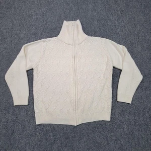 Jenny Sweater Womens Large White Zip Front Acrylic Knit Turtleneck Pullover - Picture 1 of 7