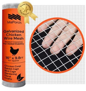 Hardware Cloth Mesh - Galvanized Chicken Wire Mesh (15.7'' x 118.1', 1/2 Inch... - Picture 1 of 7