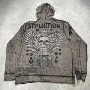 Affliction Y2K Cremallera Completa Reversible Sudadera con Capucha Suéter Live Fast Skull Talla XL - Imagen 1 de 11
