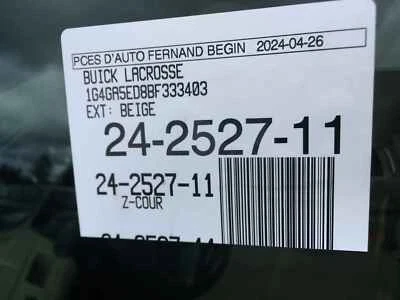 Used Front Left Door Glass Front fits: 2011 Buick Lacrosse Front Left Grade A Foto 1 de 4