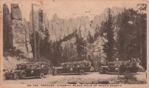 Black Hills, South Dakota Postcard Tour Buses  Burlington RR Route PM 1928  Q8 - Picture 1 of 2