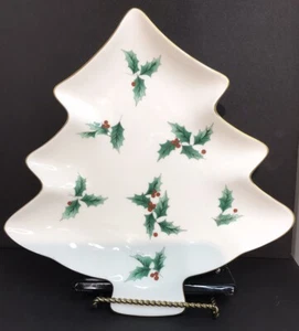 Mikasa Bone China Ribbon Holly Christmas Tree Tray 12" FX017/542 - Picture 1 of 4