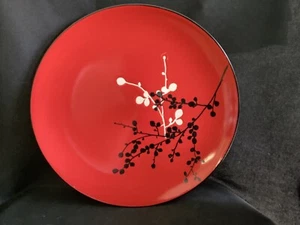3 Asian Living Salatteller - rot mit schwarzen & weißen Blumen 8 3/8" - Bild 1 von 2