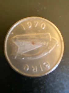 1970 Ireland Eire 5P Pence (Phingin) Coin Pre Euro Celtic Harp, Bull - Picture 1 of 2
