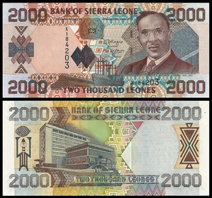 SIERRA LEONE 2,000 LEONES 2006 UNC X,ISAAC THEOPHILUS AKUNNA WALLACE-JOHNSON,CAR - Picture 1 of 1