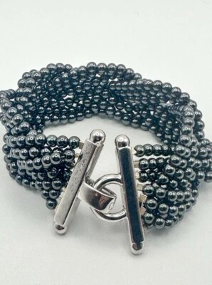 Sterling Silver Braided Hematite Bead Bracelet - Image 1 of 4