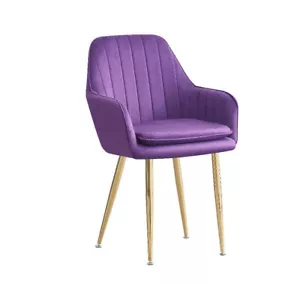 Tela de terciopelo tapizado Sillón Comedor, Silla de oficina en casa con patas de metal - Imagen 1 de 13