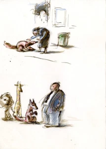 AGNÈS COUDERC LE LOUP A 1000 FRANCS DESSIN ORIGINAL COULEURS LA FARANDOLE 1992 - Picture 1 of 1