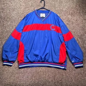 Puma MBL Chicago Cubs Baseball Windbreaker Jacket Men's Blue V-Neck Pullover 2XL - Picture 1 of 10