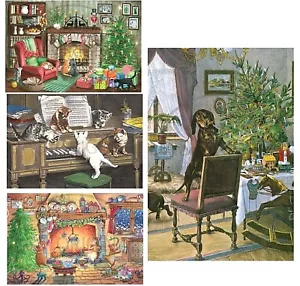 nostalgie Kunst Adventskalender Gr. 38x26 cm Tiermotive Katzen Motive m Bildern - Bild 1 von 6