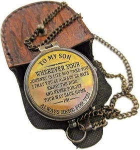 Engraved Brass Compass Gift to My Son/Nautical Gift for Son from Dad/Gift to Son - Picture 1 of 4