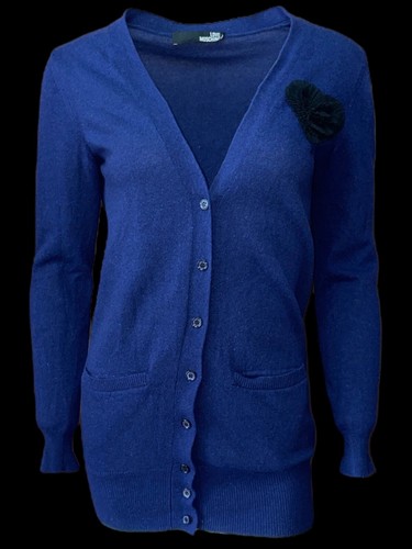 LOVE MOSCHINO abito cardigan donna designer lana ITALIA blu navy taglia XS