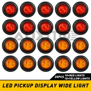 20X Pickup Round Side Marker lights LED Light Bullet Truck Trailer Amber Red T - Picture 1 of 9