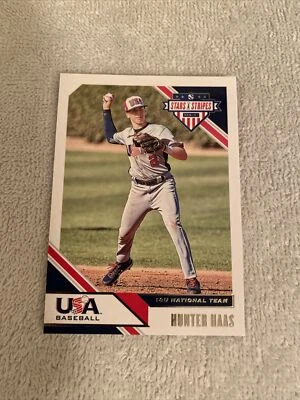 2020 PANINI USA BASEBALL STARS AND STRIPES HUNTER HAAS #36 TEAM USA ROOKIE RC - Image 1 of 2