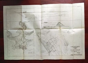 1910 Panama Canal Topography Map Agua Clara Waterworks Gatun C.Z. - Picture 1 of 4