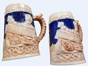 2 Vintage Keramik Bierkrüge Pfeife für Ihr Bier General Industries Inc NYC - Bild 1 von 4