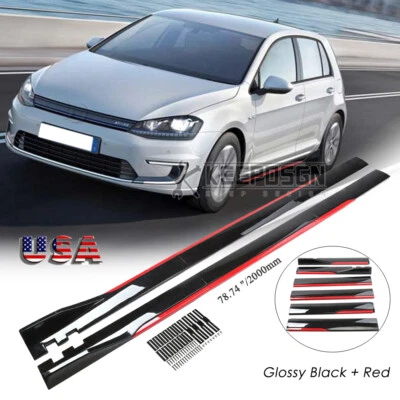 Side Skirts Splitter Extension Rocker Panel for VW Volkswagen Golf gti r MK7 6 4 - Image 1 of 4