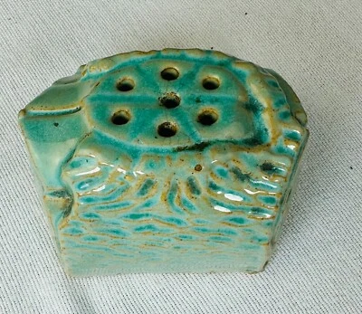 Антикварная китайская зеленая керамическая керамика цветочный горшок чаша шестиугольный узор дерево - Изображение 1 из 4