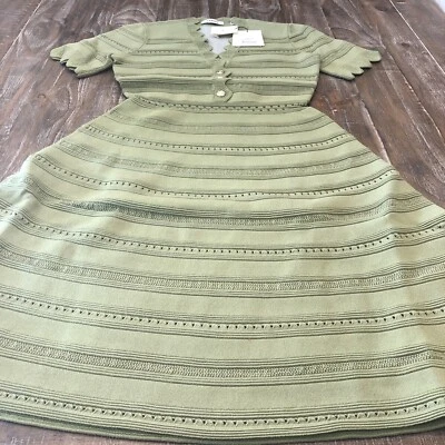 Sandro Fancy Knit Dress Size 36 in Green - Image 1 of 4