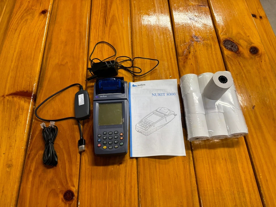 Terminal de tarjeta de crédito inalámbrico VERIFONE NURIT 8000/8010/8020 con 10 rollos de papel Foto 1 de 1