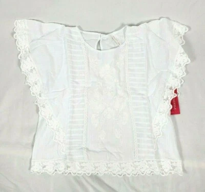 Blusa de manga corta floral de encaje blanco Xhilaration para niñas, mediana                 Foto 1 de 2