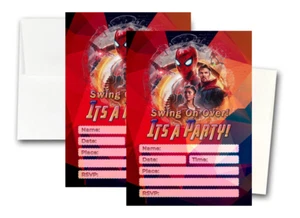 12 Spider Man Movie Birthday Invitation Cards (12 White Envelops Included) #1 - Picture 1 of 1