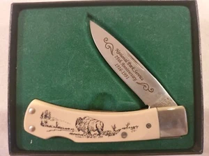 Schrade + 515 SC Scrimshaw USA National Park Service 75th 1991 Vintage Knife Box - Picture 1 of 24