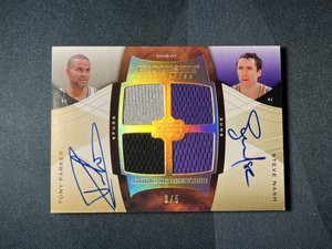 2006-07 Exquisite STEVE NASH TONY PARKER Dual Auto Jersey Card #d 3/5 RARE HOF