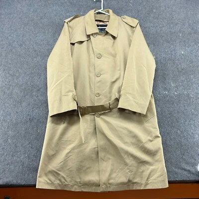 Abrigo DE COLECCIÓN Misty Harbor Para Hombre 42R Beige Trinchera Largo Cinturón Franela Forrado Años 70 Foto 1 de 4