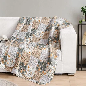 Exclusivo Mezcla Microfiber Boho Patchwork Pattern Quilted Throw Blanket for - Picture 1 of 7
