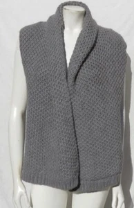 J JILL Alpaca Chunky Knit Sweater Cardigan Shawl Wrap Sleeveless US L MINT - Picture 1 of 5
