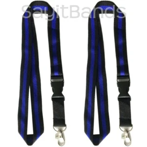 2 LANYARDS & Detachable Key Chain Thin Blue Line Police Officer, Law Enforcement - Picture 1 of 1