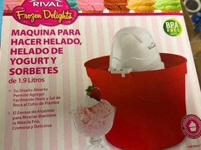 RIVAL Frozen Delights 2 cuartos de galón helado yogur sorbete máquina roja Foto 1 de 2