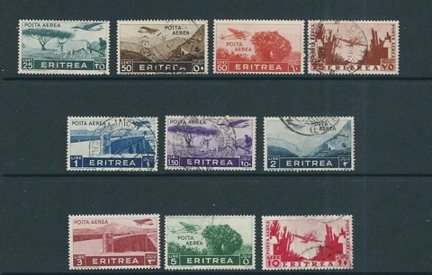 ERITREA 1936 PLOWING, PLANE flying over CACTII etc (Sc C7-C16) mostly USED Cover