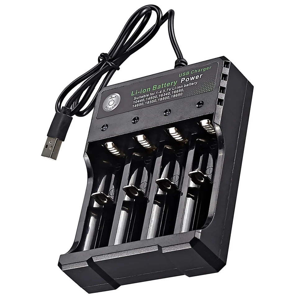 4-Slots USB Battery Charger For Rechargeable Lithium Li-ion Batteries 3.7V - Image 1 of 4